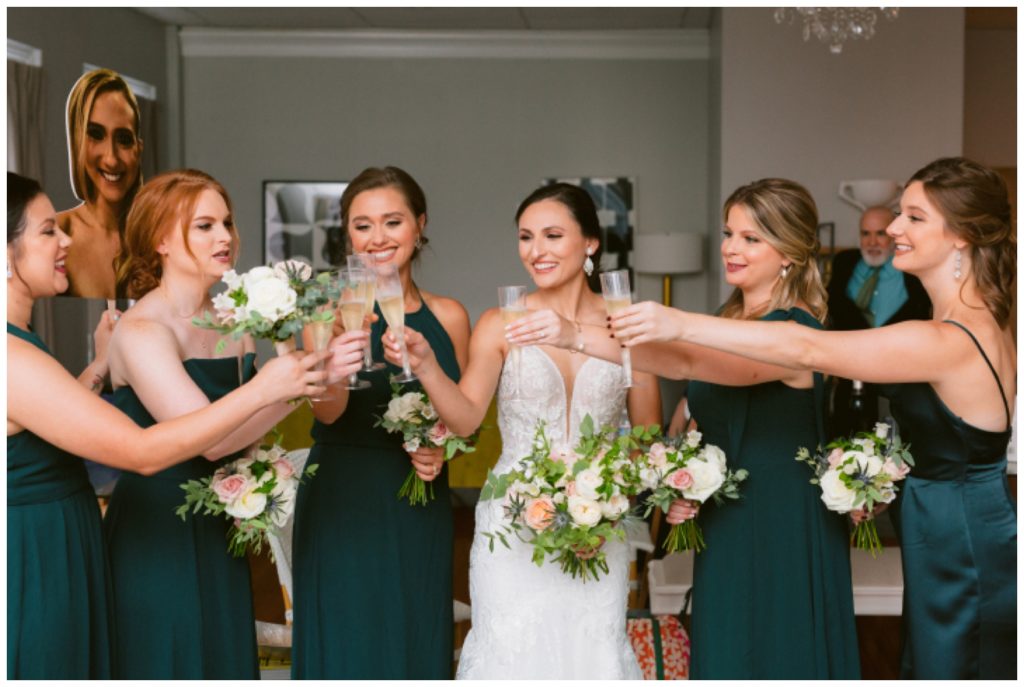 Maddie and her wedding party toast