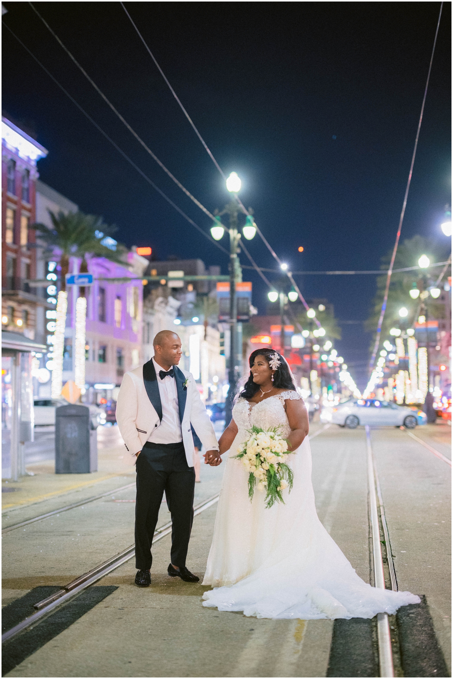 nighttime wedding photos in New Orleans