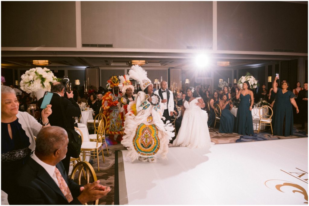 Mardi Gras Indians at New Orleans wedding