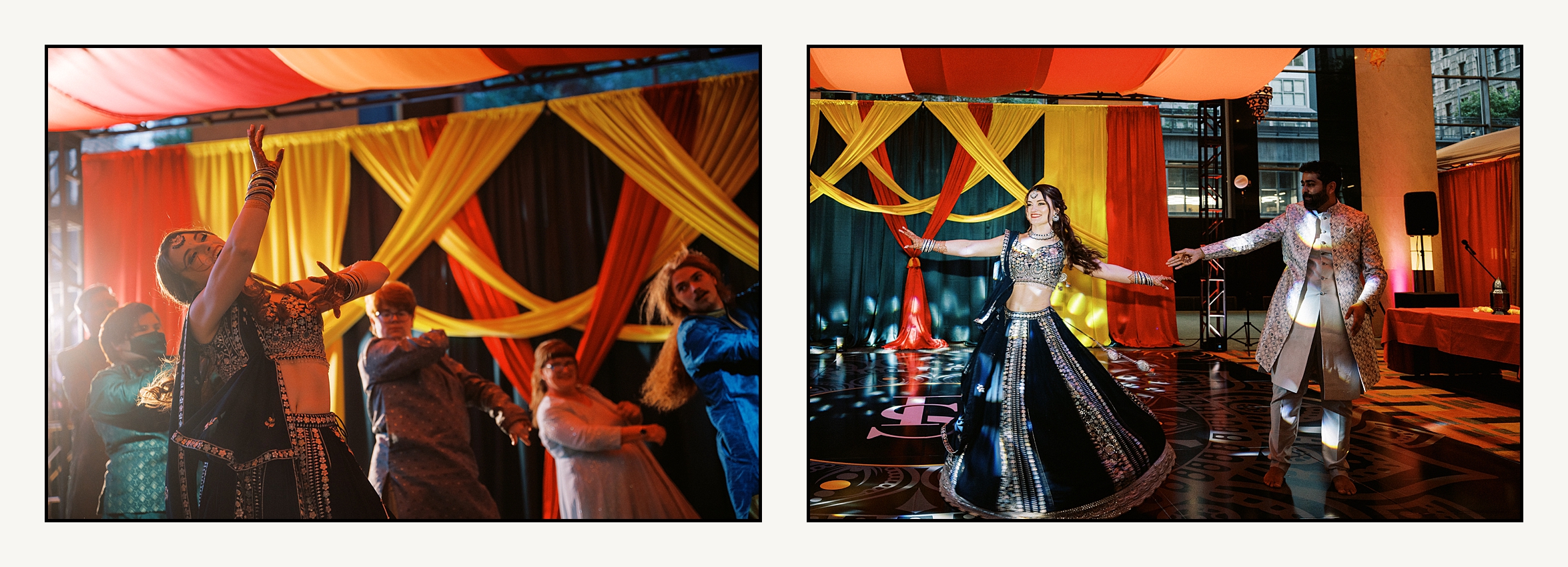 A bride and groom perform a dance at an Indian wedding at the Lowe's Philadelphia.